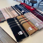 Classic Embroidery Plaid Cashmere Scarf