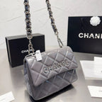 Square Leather Chain Messenger Bag