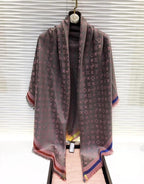 Embossed Colorful Edge Square Silk Scarf