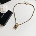 Perfume Bottle Pendant Leather Necklace
