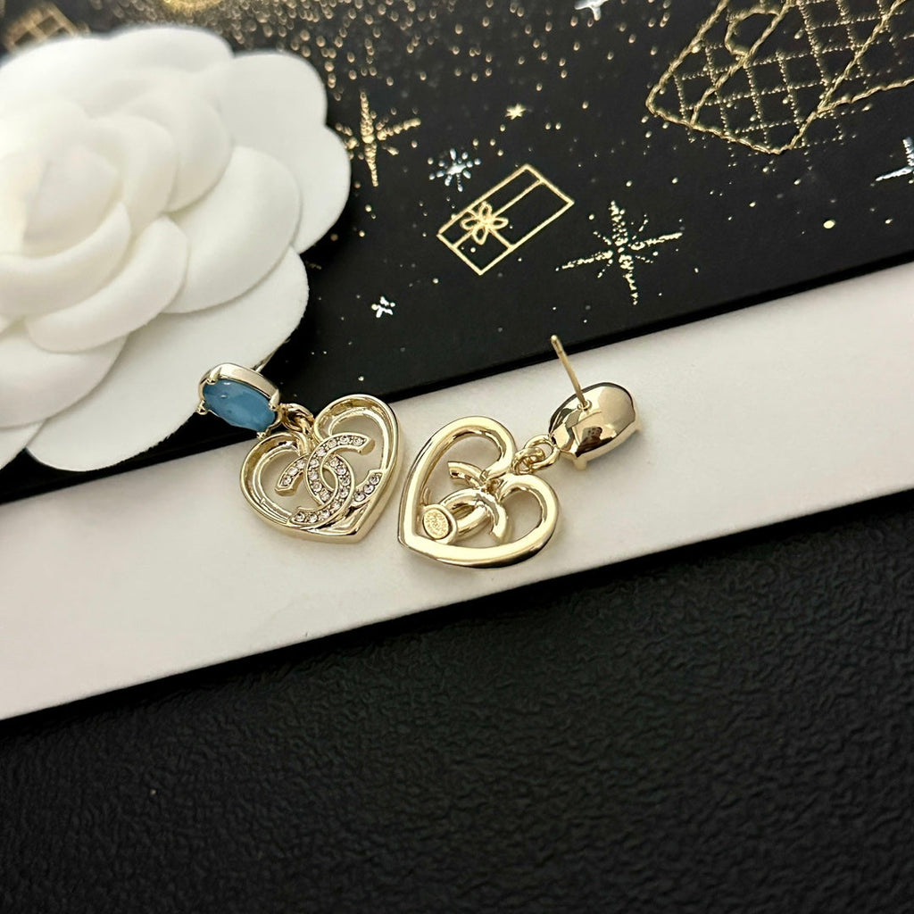 Elegant Heart Gemstone Earrings