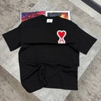Solid color love short sleeve T-shirt