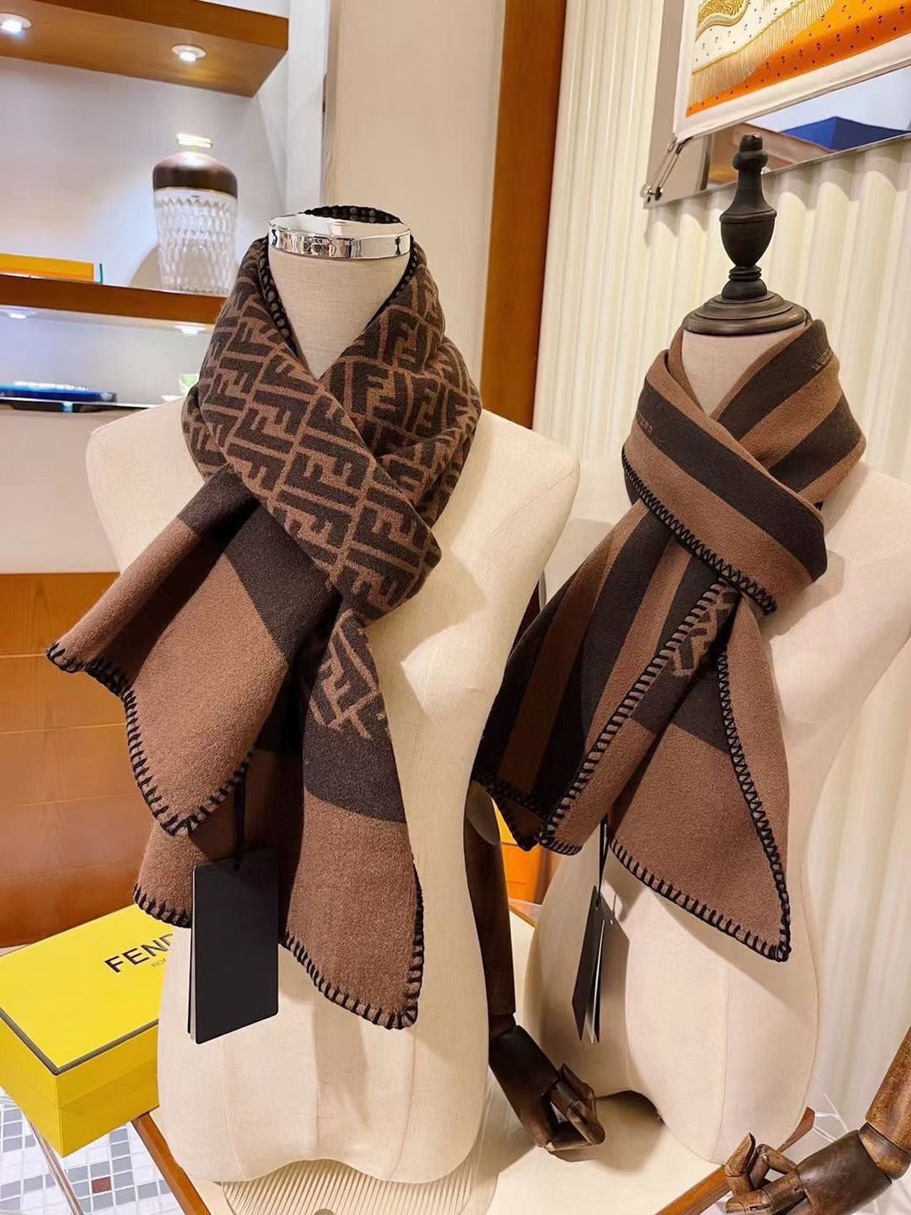 Retro F Monogram Double-Sided Scarf