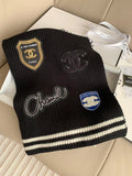 Preppy Badge Embroidery Knitted Scarf