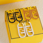 Gold-Colored Metal Enamel Oval Earrings